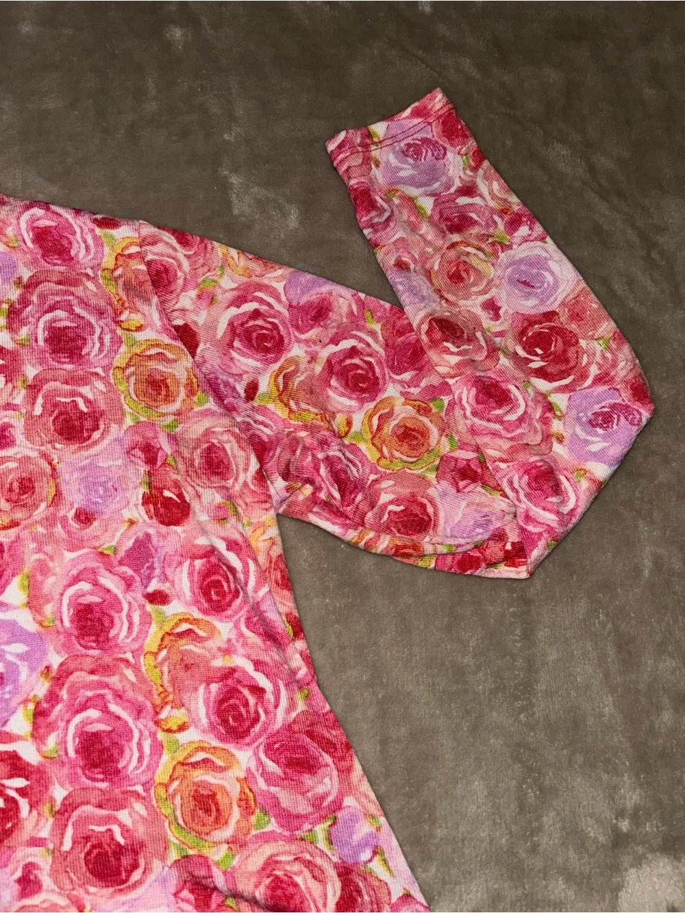 LuLaRoe Floral Open-Front Caroline Cardigan - Pink Rose Print Medium